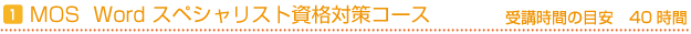 MOS Word　スペシャリスト資格対策コース　受講時間の目安20時間